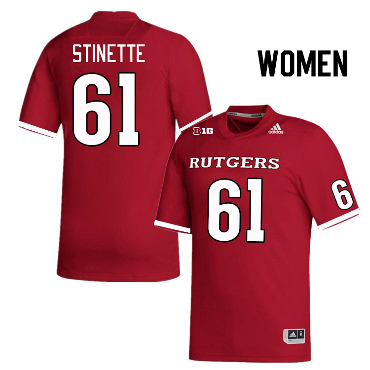 Women #61 Emir Stinette Rutgers Scarlet Knights College Football Jerseys Stitched Sale-Scarlet - Click Image to Close